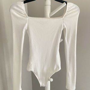 White Puff Sleeve Bodysuit